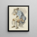 An old man sitting lights his pipe during a test - Woutherus Mol — framed artwork on a wall
