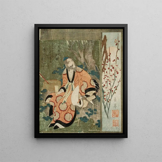 Yashima Gakutei - Daoist Immortal Rin Nasei and a Crane.webp