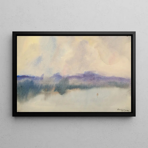 Niebla sobre un estanque de peces - Zolo Palugyay — cuadro enmarcado en la pared