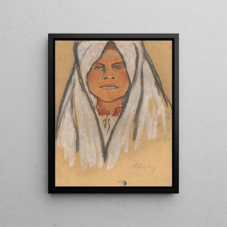 Zolo Palugyay - Head of a Girl in a White Scarf.webp