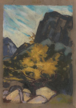 Zolo Palugyay - Rocky Landscape with a Yellow Tree.webp