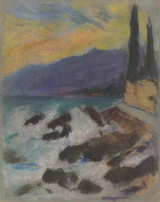 Zolo Palugyay - Rocky Seashore with Cypresses.webp