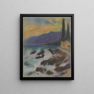 Zolo Palugyay - Rocky Seashore with Cypresses.webp