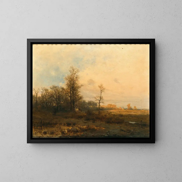 Un paisaje otoñal al atardecer - Zygmunt Sidorowicz — cuadro enmarcado en la pared