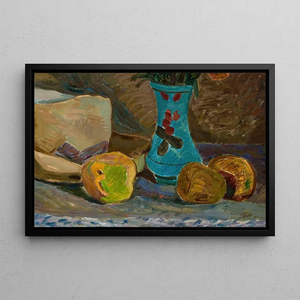 Florero de flores azules - Zygmunt Waliszewski — cuadro enmarcado en la pared