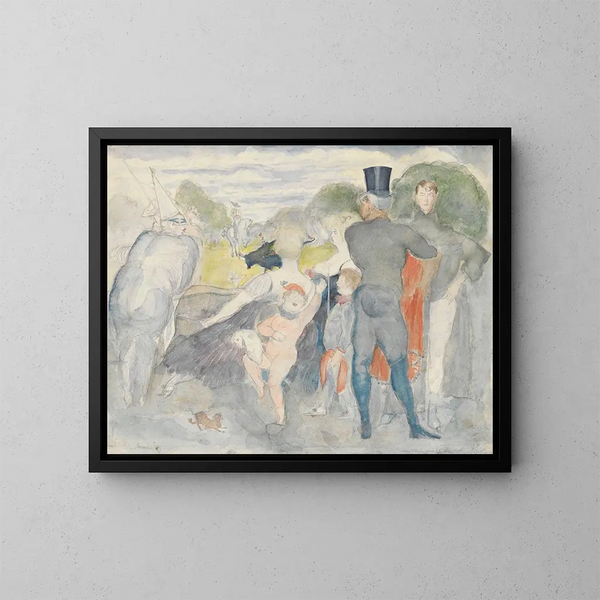 Cabin I painting with a self-portrait - Zygmunt Waliszewski — framed artwork on a wall