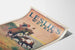 Vintage Cowboy Poster in Peril on Horse and Bull