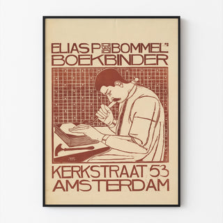 Póster Art nouveau – Elias van Bommel – Theo Molkenboer, mostrado en un marco delgado sobre una pared clara.