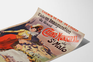 Vintage Brittany poster – Saint-Malo, casino inauguration, shown on a curved sheet, perspective view.
