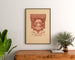 Vintage exhibition poster – Haverman, 1918 – Roland Holst, framed above a wooden dresser, between plants.