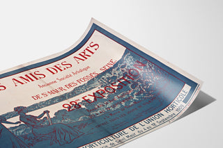 Les Amis des Arts poster — Saint-Maur-des-Fossés, shown on a curved sheet, viewed in perspective.