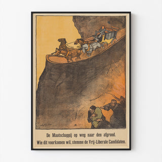 Póster político vintage – Elecciones liberales, 1918 – Sluiter, en un marco fino sobre una pared clara.