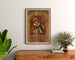 Vintage Brasserie des Saules, Bar-le-Duc advertisement, framed above a wooden dresser between plants.