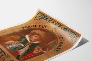 Vintage Brasserie des Saules, Bar-le-Duc advertisement, shown on a gently curved sheet, perspective view.