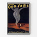 Póster publicitario vintage Cigarros Quo Vadis, presentado en un marco delgado sobre una pared clara.