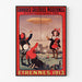 Póster publicitario vintage Grandes Galeries modernes, Agen, enmarcado en una pared clara con marco fino.