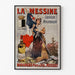 Vintage advertising poster La Messine, liqueur, displayed in a slim frame on a light wall.