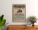 Vintage travel poster – Bagnoles thermal waters, framed above a wooden dresser, between plants.