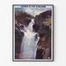 Cartel turístico vintage – Gimel, la Gran Cascada, presentado en un marco fino sobre una pared clara.
