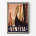 Vintage travel poster – Venezia, gondola prows, displayed in a slim frame on a light wall.