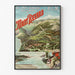 Vintage poster Aix‑les‑Bains, Mont‑Revard, rack railway, in a slim frame on a light wall.