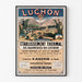 Póster vintage Bagnères-de-Luchon, balneario, presentado en un marco delgado sobre una pared clara.