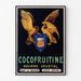 Póster vintage Cocofruitine, manteca vegetal, presentado en un marco delgado sobre una pared clara.