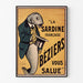 Póster vintage La Sardine française, Béziers, presentado en un marco delgado sobre una pared clara.