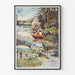 Vintage poster Les Brenets — PLM, salt baths at Besançon, displayed in a slim frame on a light wall.