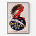 Vintage Les Cafés du Brésil poster, framed in a thin frame on a light wall.