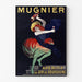 Cartel vintage Mugnier. Aperitivo con vino de Borgoña, presentado en un marco fino sobre una pared clara.