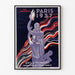 Vintage Paris poster 1937, Arts and Techniques, shown in a slim frame on a light wall.