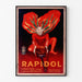 Póster vintage Rapidol, presentado en un marco fino sobre una pared clara.