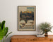 Vintage Royan, Grand Casino municipal poster, framed above a wooden dresser between plants.