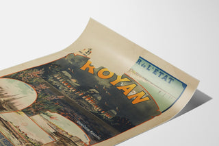 Vintage Royan, Grand Casino municipal poster, shown on a curled sheet in perspective.
