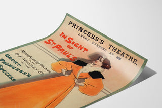 Vintage poster The Panther, Princess’s Theatre, shown on a curved sheet, perspective view.