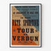 Póster vintage Verdun, fiesta deportiva, presentado en un marco fino sobre una pared clara.