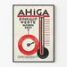 Póster vintage AHIGA termómetro y barómetro de divisas