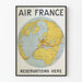 Póster vintage Air France Mapa de Reservas de Vuelos