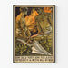 Vintage Italian propaganda poster with two blacksmiths and flames