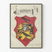 Póster de escudos Roubenstein con cuervos y escudo rojo y oro