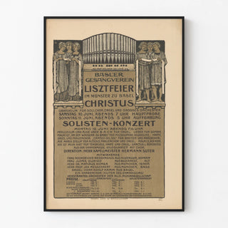 Vintage poster of Basler Gesangverein Lisztfeier Münster Basel 1911