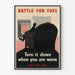 Retro Poster Battle for Fuel - Save Gas by Lowering the Heating