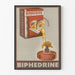 Póster publicitario vintage BIPHEDRINE gotas nasales