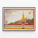 Decorative Poster of Buddha with Golden Stupa and Lao Script — framed artwork on a wall