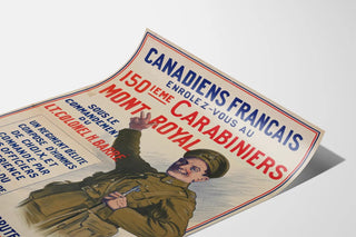 Vintage military recruitment poster 150th Carabiniers Mont Royal