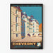 Póster vintage del Castillo de Cheverny - Circuitos de Automóviles en el Loira