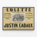 Poster of the Colette comic opera score by Justin Cadaux — framed artwork on a wall