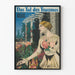 Póster vintage El valle de los sueños con retrato femenino y jardín florido