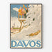 Póster vintage de deportes de invierno en Davos